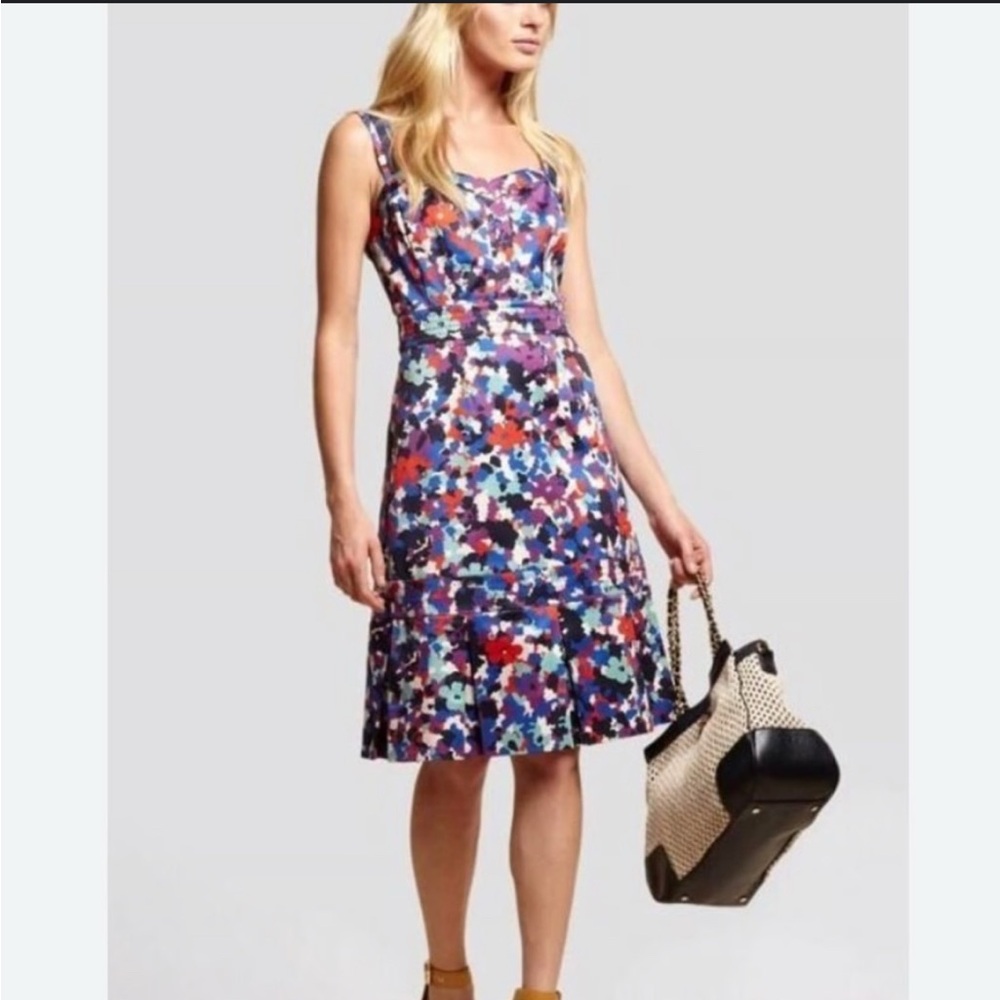 Tory Burch Purple and Red Floral Midi Dress